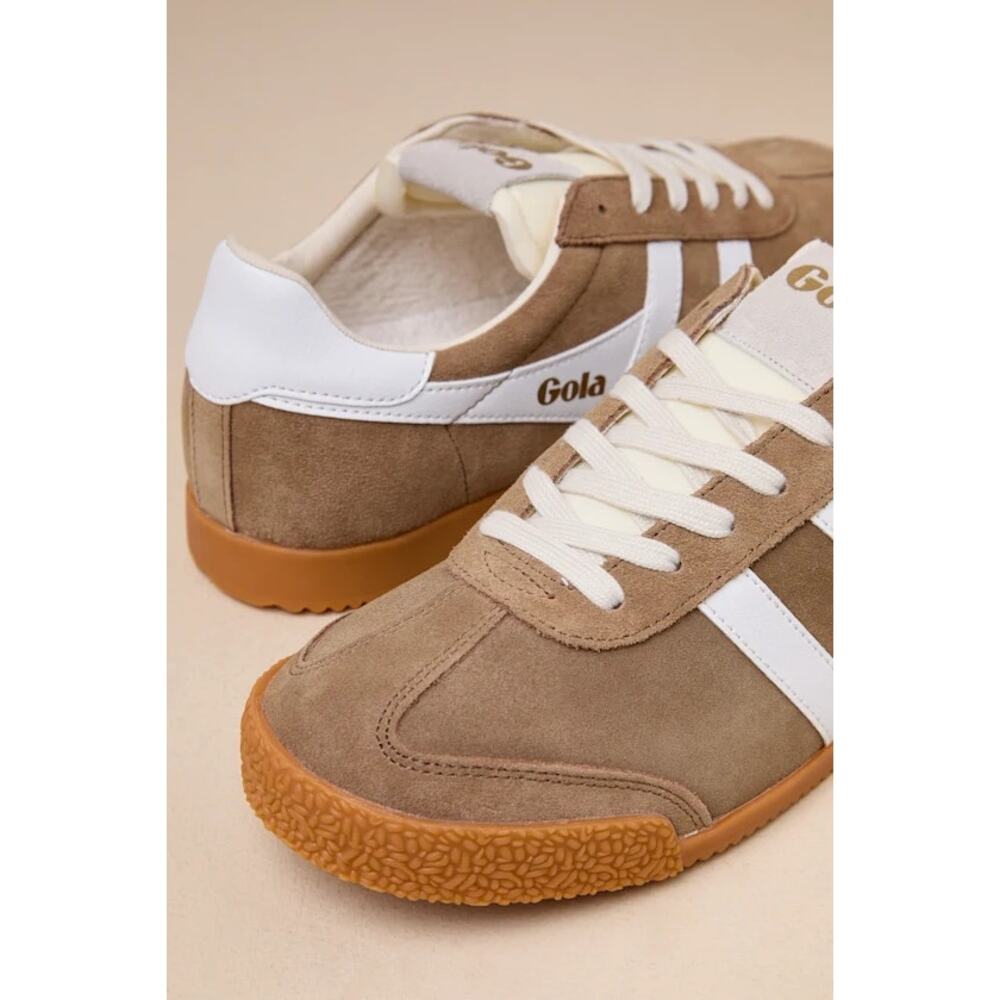 NEW Gola Elan Tobacco and White Color Block Suede Leather Sneakers 7 - Picture 4 of 4
